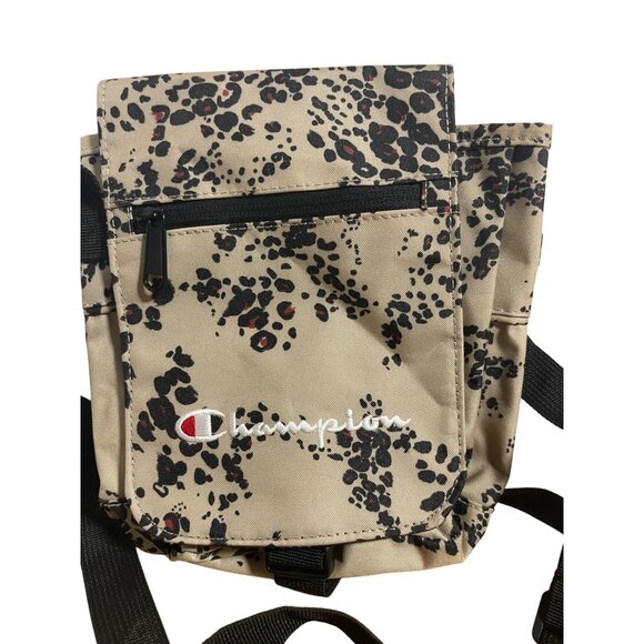 Champion Leopard Print Crossbody Bag With Adjustable Strap & Front Zipper Pocket - Picture 3 of 10